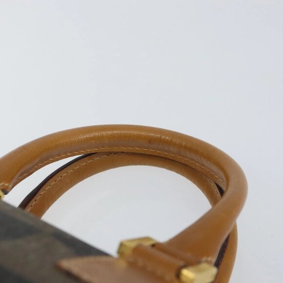 FENDI Pecan Canvas Hand Bag PVC Black Brown Auth 150072 - Picture 9 of 16